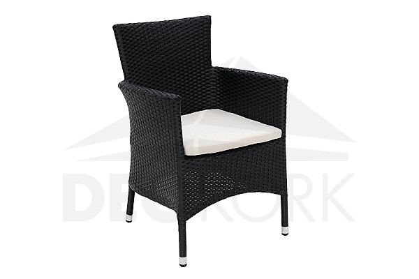 AKCIJA Modena zložljiv fotelj iz ratana z blazino (črn)
