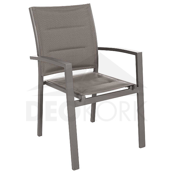 Aluminijast fotelj z blagom RIMINI (sivo-rjav)