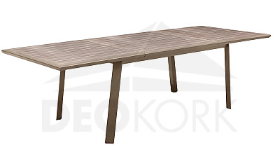 Aluminijasta miza ALORA 170/264x101 cm (sivo-rjava)