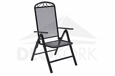 Nastavljiv kovinski fotelj GREY (črn)