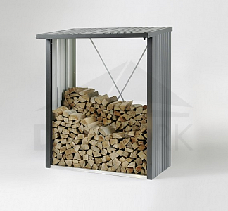 Večnamenski zalogovnik drv za kamin - WoodStock 157 x 102 (temno siva kovina)