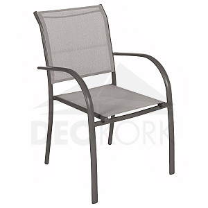 Aluminijast fotelj z blagom VALENCIA (sivo-rjav)