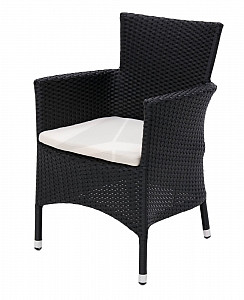 MODENA zložljiv fotelj iz ratana z blazino (črn)
