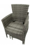 MODENA zložljiv fotelj iz ratana z blazino (siv)