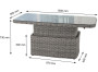 Raztegljiva jedilna/odlagalna miza iz ratana 150 x 80 cm BORNEO LUXURY (siva)
